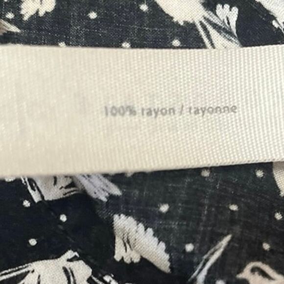 Aeropostale Black Animal Bird Print Long Sleeve Crop Shirt Blouse Top Size S - Picture 4 of 4